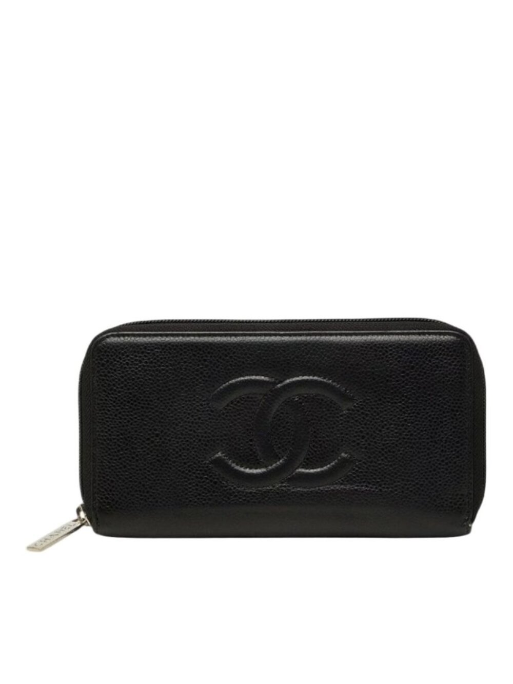 Chanel CC Logo Zip Around Wallet Black